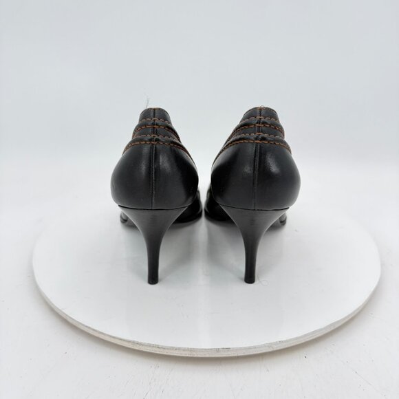 Salvatore Ferragamo Women Size 10B Brown Leather Belt Slip On Pump Heel Shoes - Picture 5 of 11